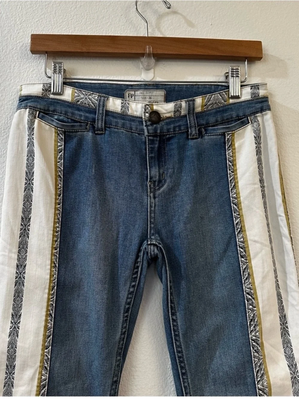 Free People Danica low rise flat jeans with patchwork details - Picture 8 of 9
